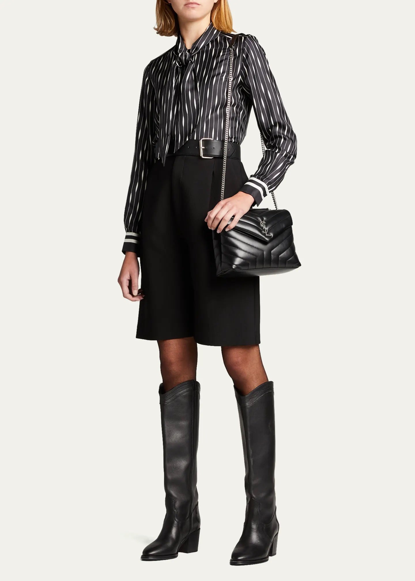 YSL QUILTED CALFSKIN SMALL LOULOU SHOULDER BAG