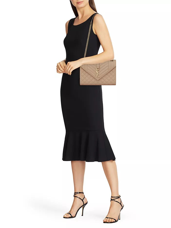 YSL MEDIUM ENVELOPE MONOGRAM MATELASSE LEATHER BAG