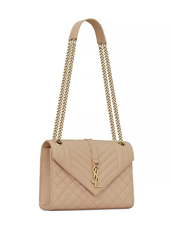 YSL MEDIUM ENVELOPE MONOGRAM MATELASSE LEATHER BAG
