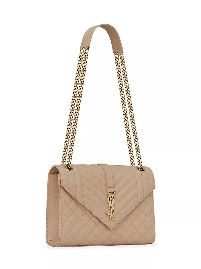 YSL MEDIUM ENVELOPE MONOGRAM MATELASSE LEATHER BAG