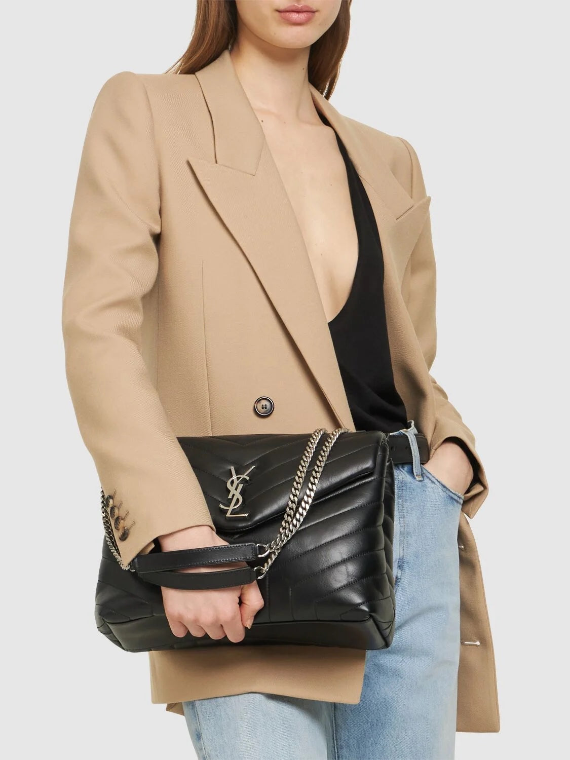 YVES SAINT LAURENT LOULOU MEDIUM CALFSKIN QUILTED SHOULDER BAG