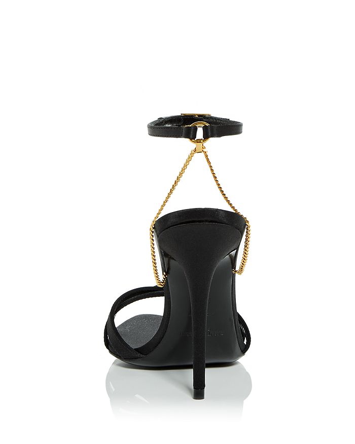 YSL MELODY CHAIN EMBELLISHED SILK SATIN SANDALS