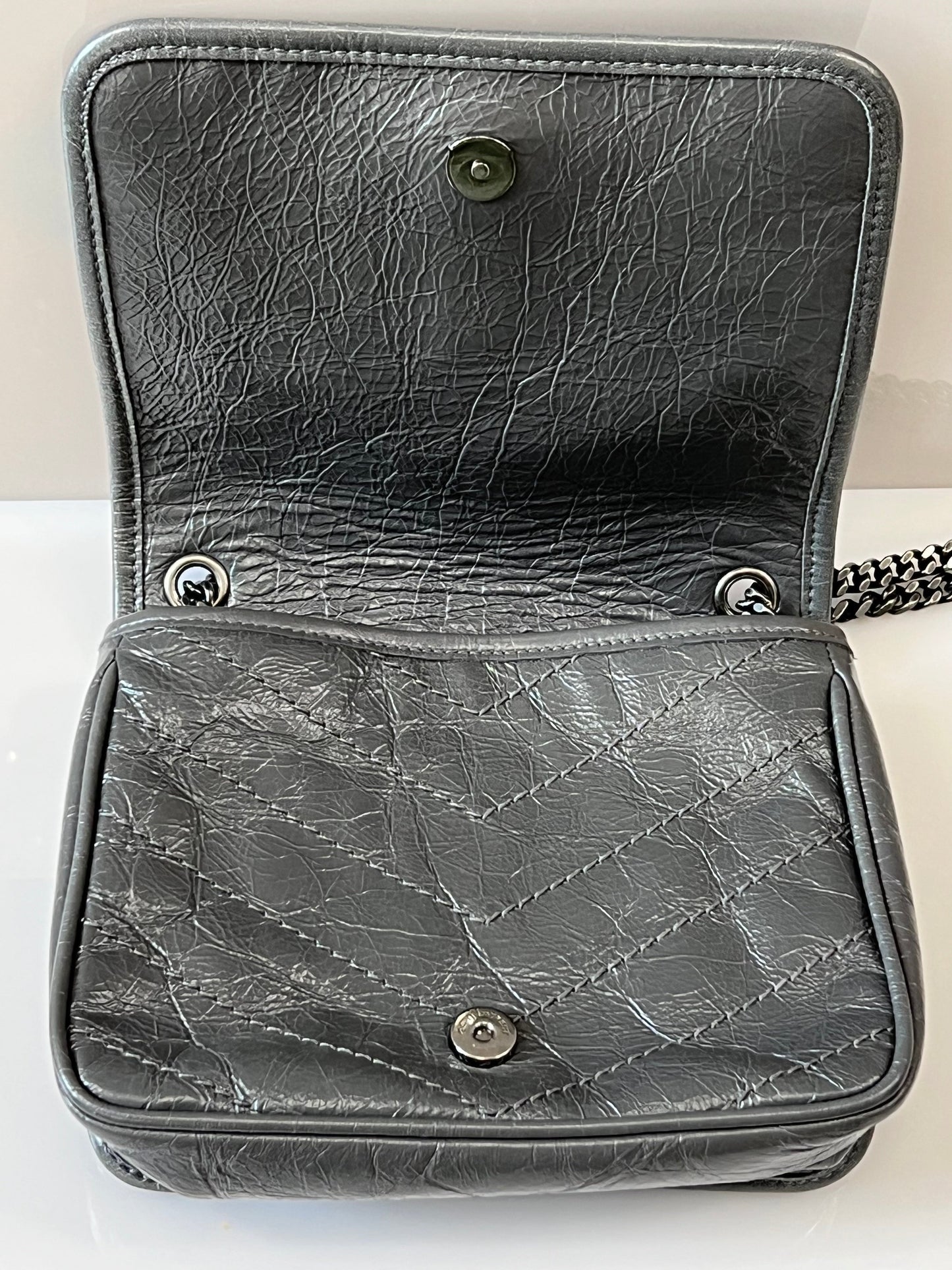 YSL MONOGRAM CRINKLED MATELASSE LEATHER BABY NIKI SHOULDER BAG