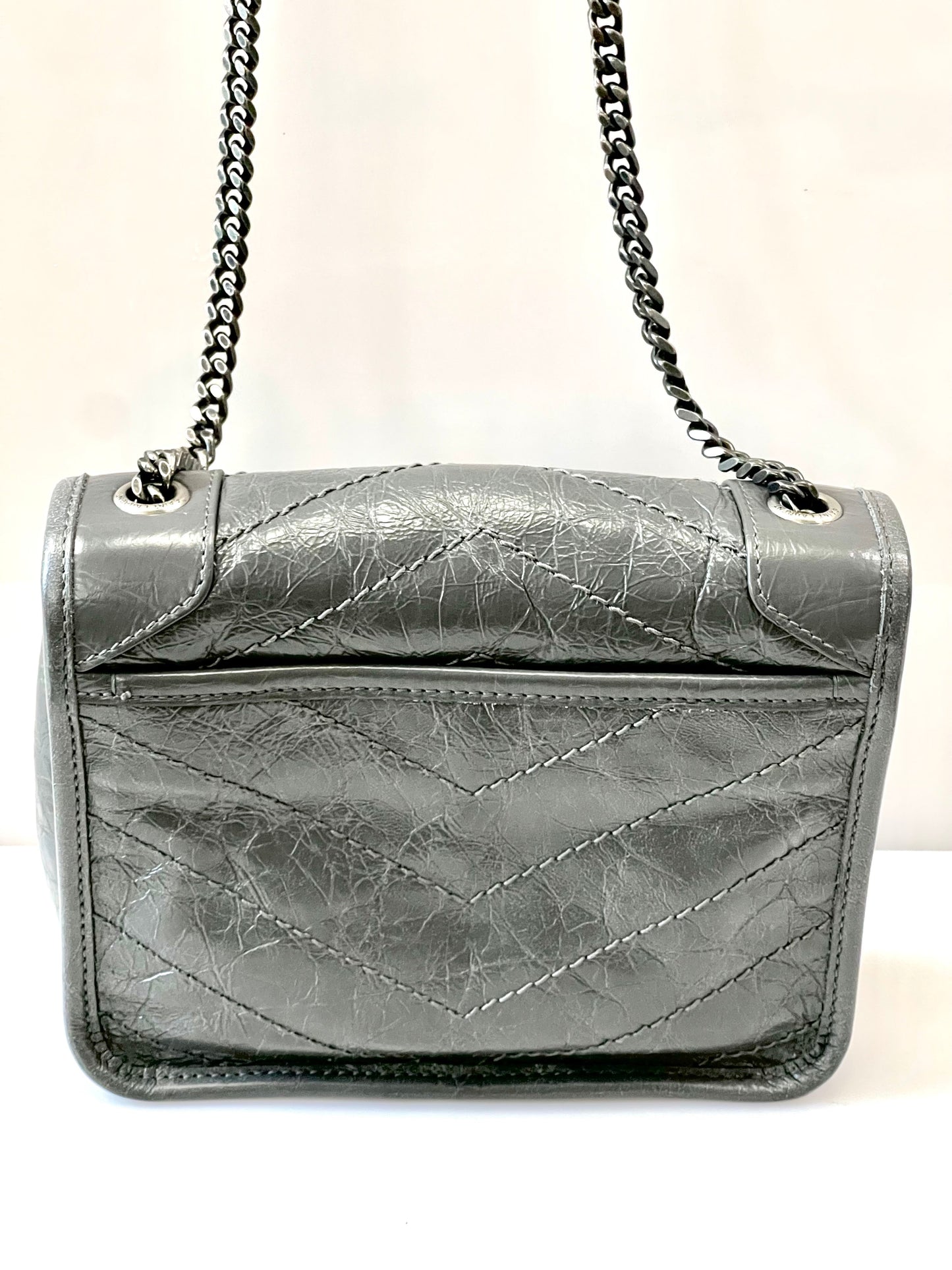 YSL MONOGRAM CRINKLED MATELASSE LEATHER BABY NIKI SHOULDER BAG