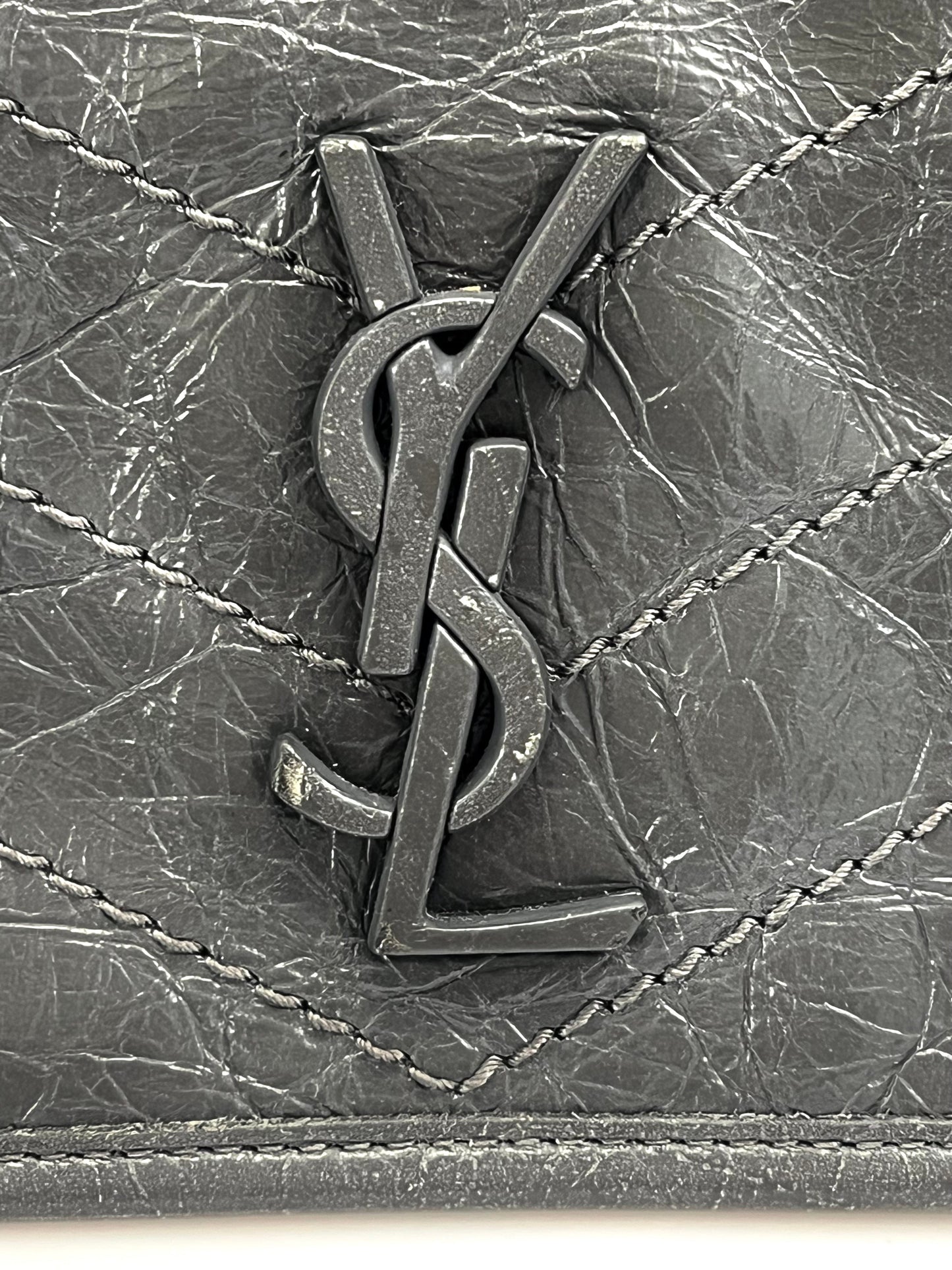 YSL MONOGRAM CRINKLED MATELASSE LEATHER BABY NIKI SHOULDER BAG