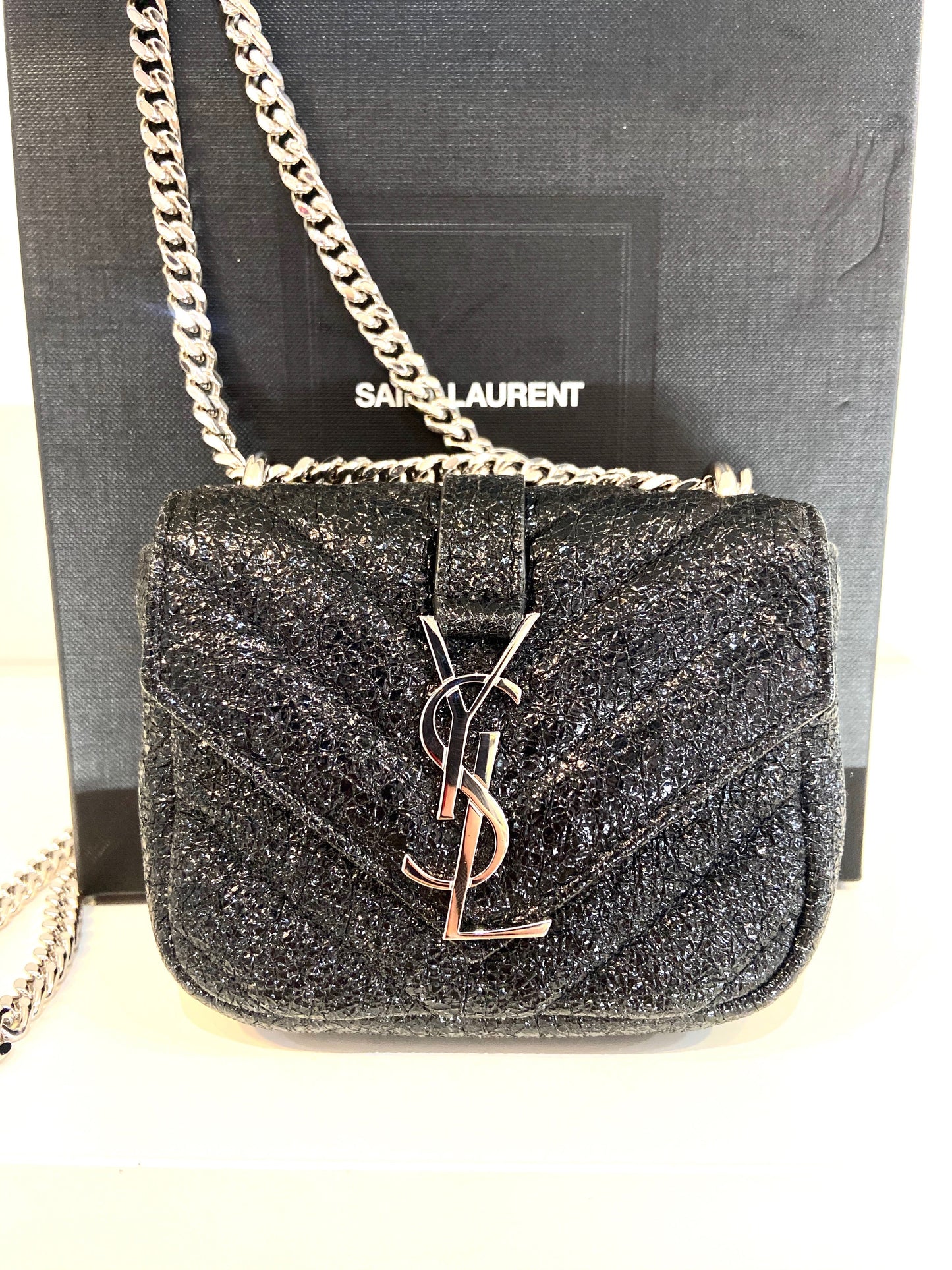 YSL MONOGRAM MICRO METALLIC CROSSBODY BAG