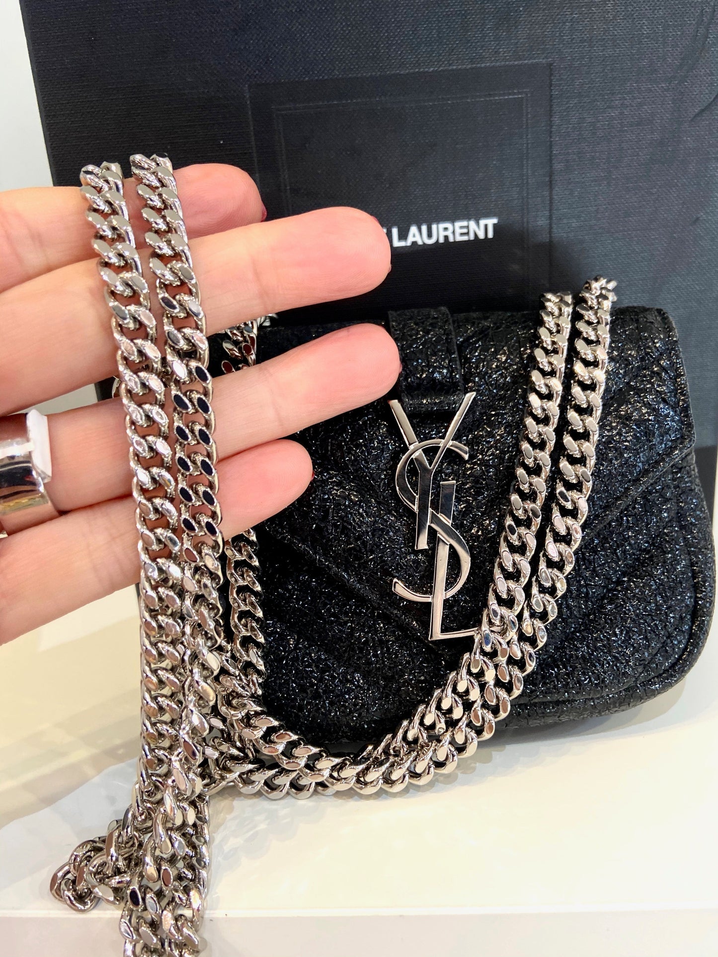 YSL MONOGRAM MICRO METALLIC CROSSBODY BAG