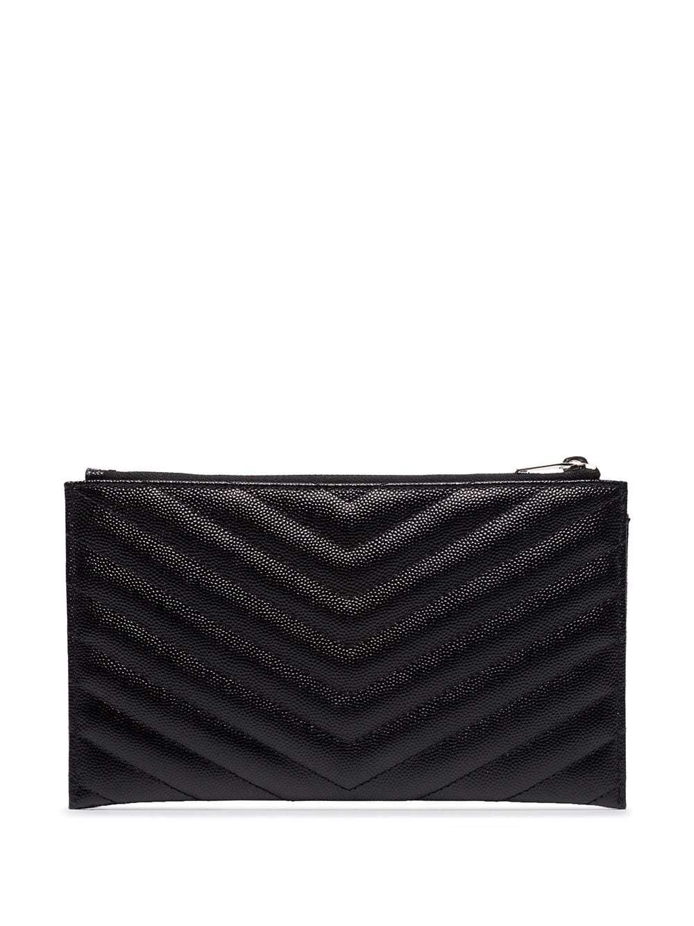 YSL MONOGRAM CHEVRON QUILTED LEATHER POUCH CLUTCH BAG