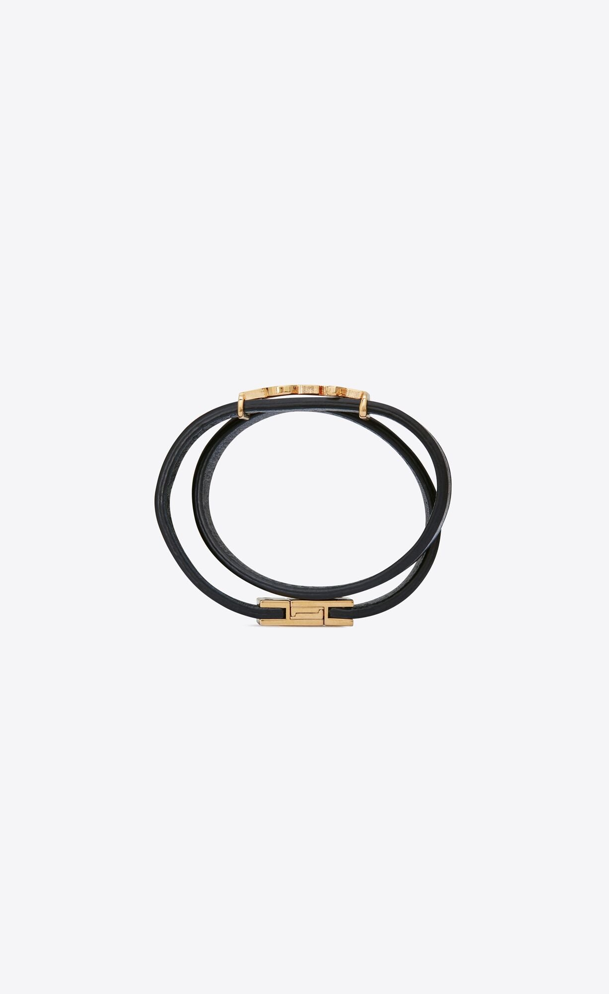 YSL OPYUM DOUBLE WRAP LEATHER BRACELET