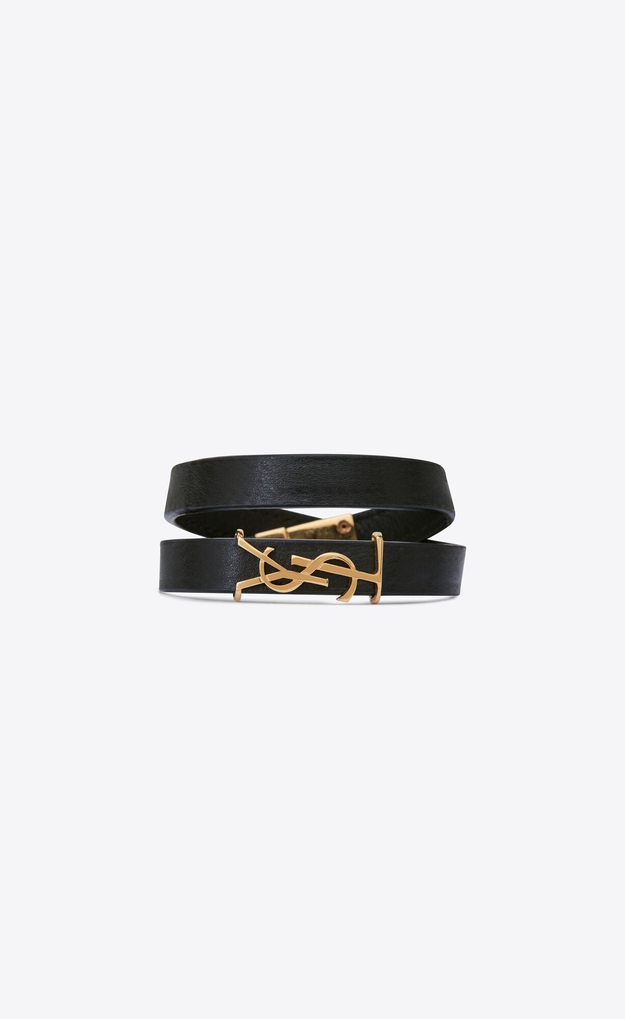 YSL OPYUM DOUBLE WRAP LEATHER BRACELET
