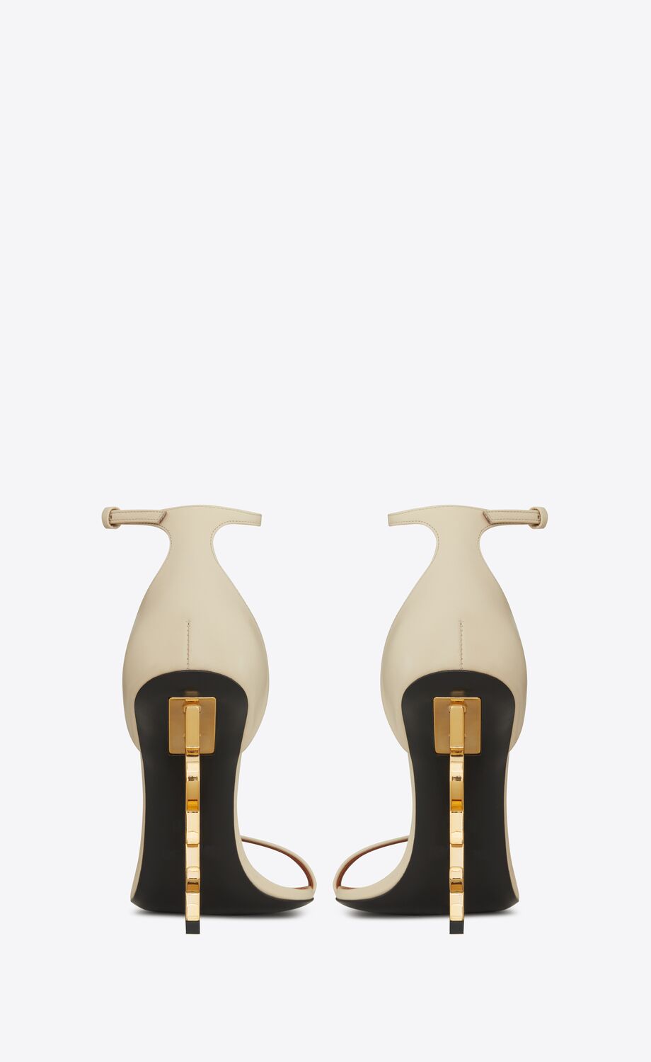 YSL OPYUM LOGO HEEL LEATHER SANDALS