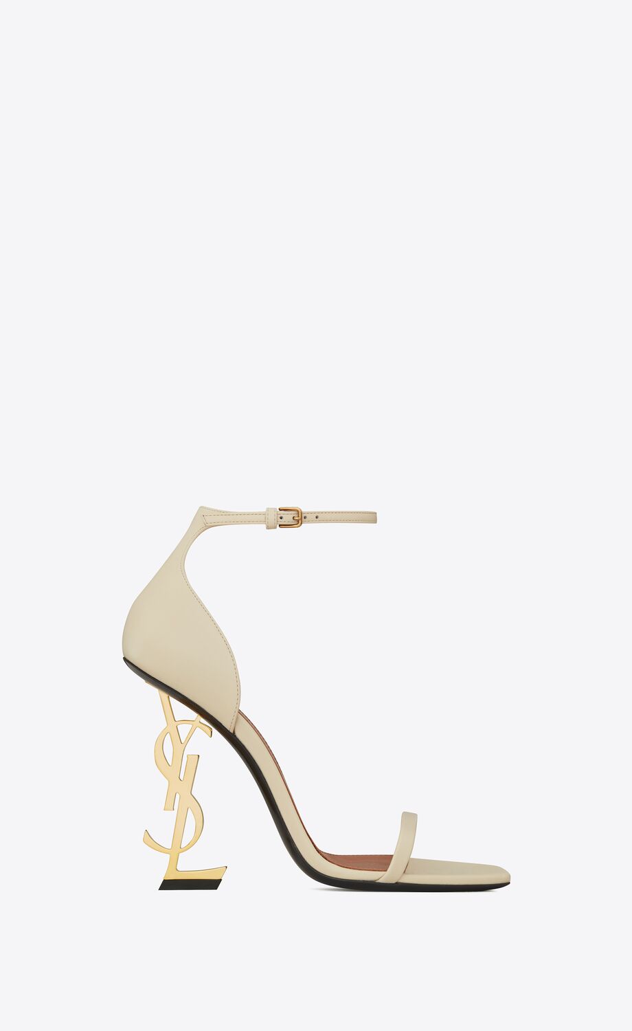 YSL OPYUM LOGO HEEL LEATHER SANDALS