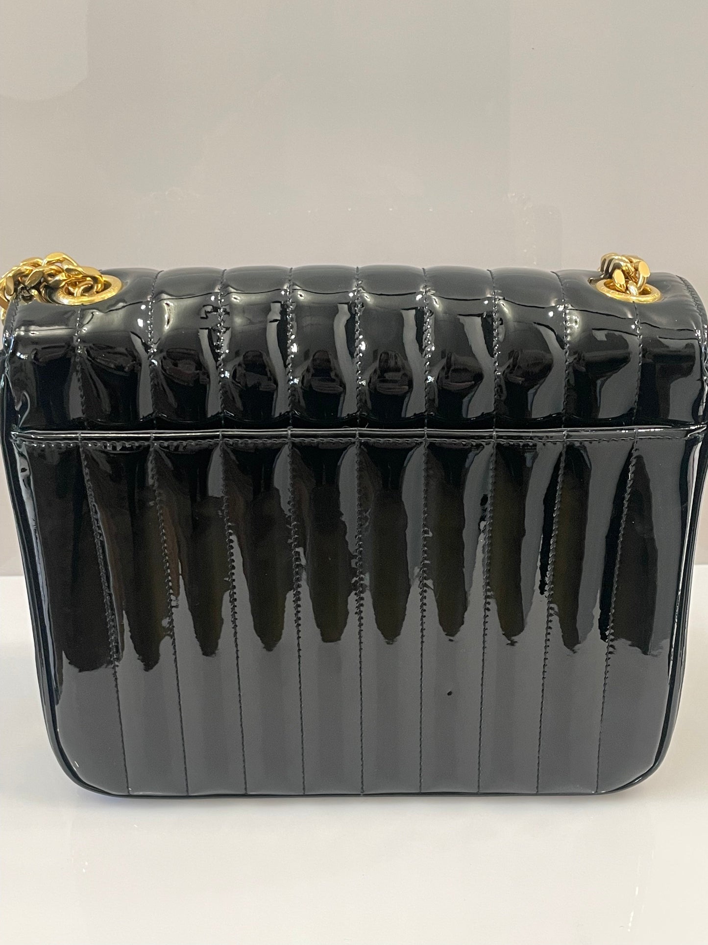 YSL PATENT CALFSKIN MONOGRAM LARGE VICKY CHAIN BAG