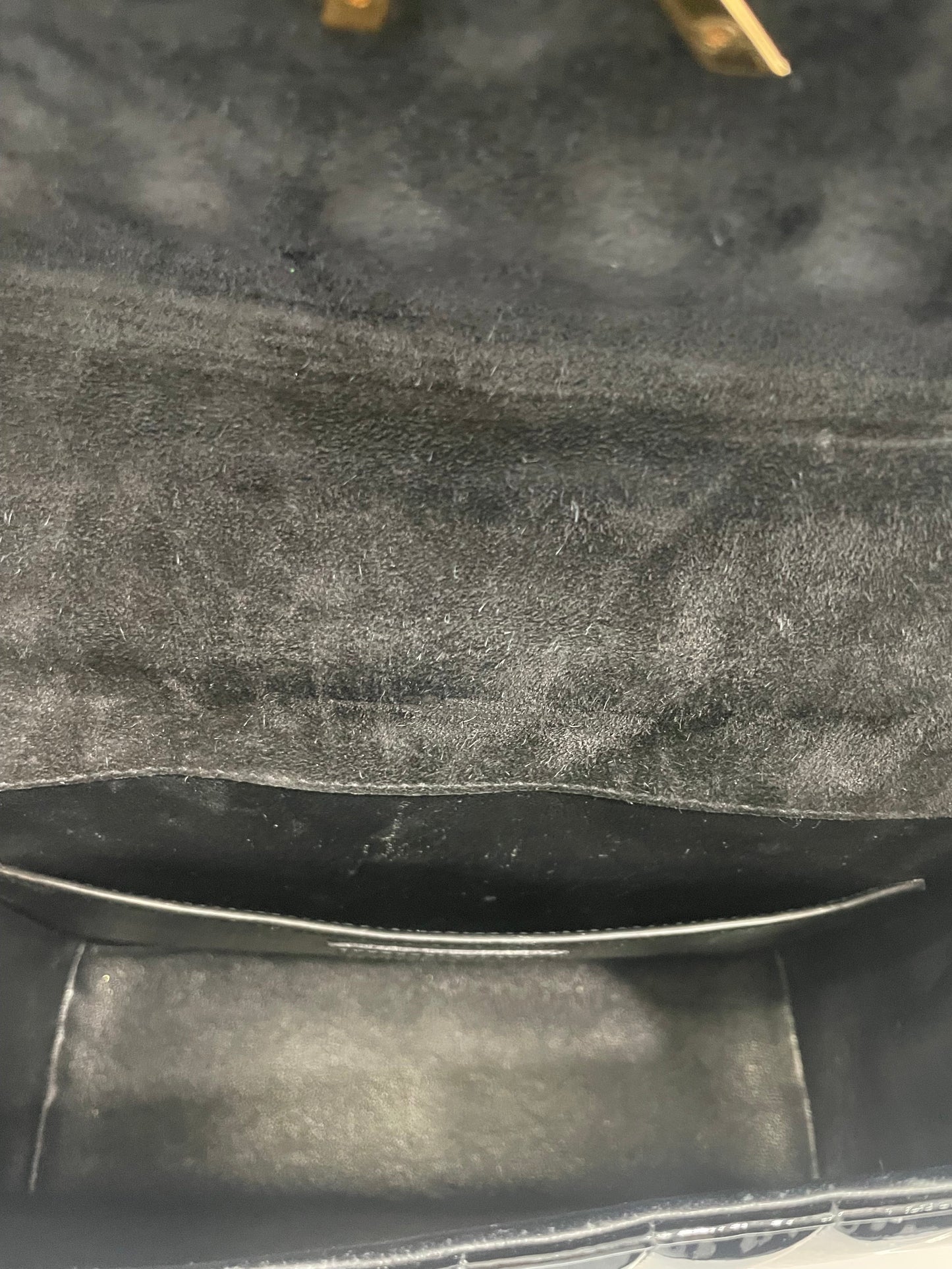 YSL PATENT CALFSKIN MONOGRAM LARGE VICKY CHAIN BAG
