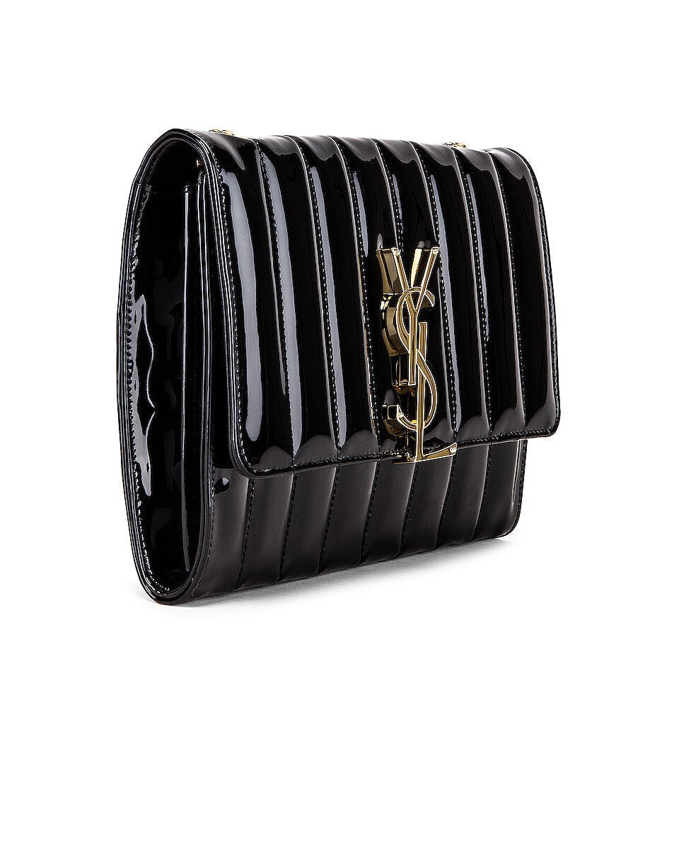 YSL PATENT CALFSKIN MONOGRAM LARGE VICKY CHAIN BAG