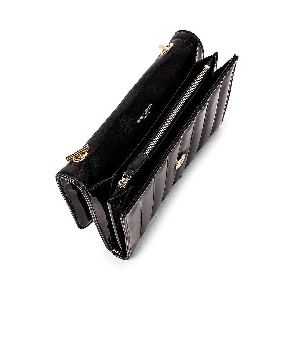 YSL PATENT CALFSKIN MONOGRAM LARGE VICKY CHAIN BAG