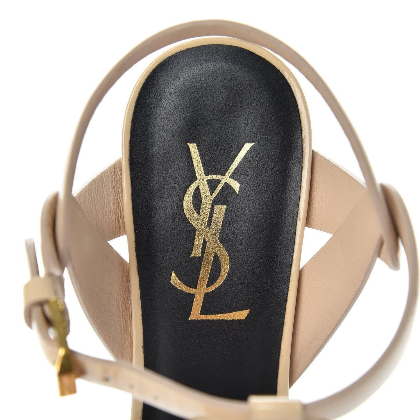 YSL TRIBUTE 75 PATENT PLATFORM SANDALS