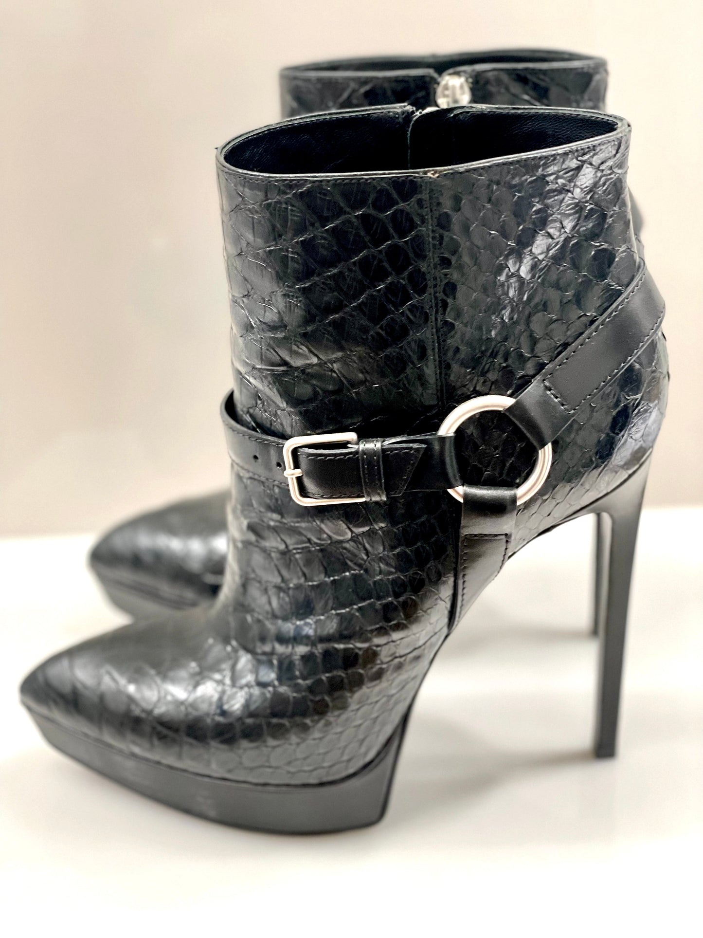 YSL JANIS PYTHON ANKLE BOOTS