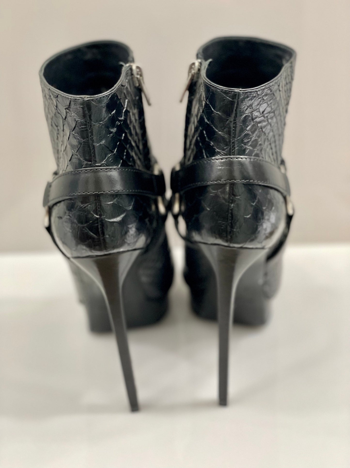 YSL JANIS PYTHON ANKLE BOOTS