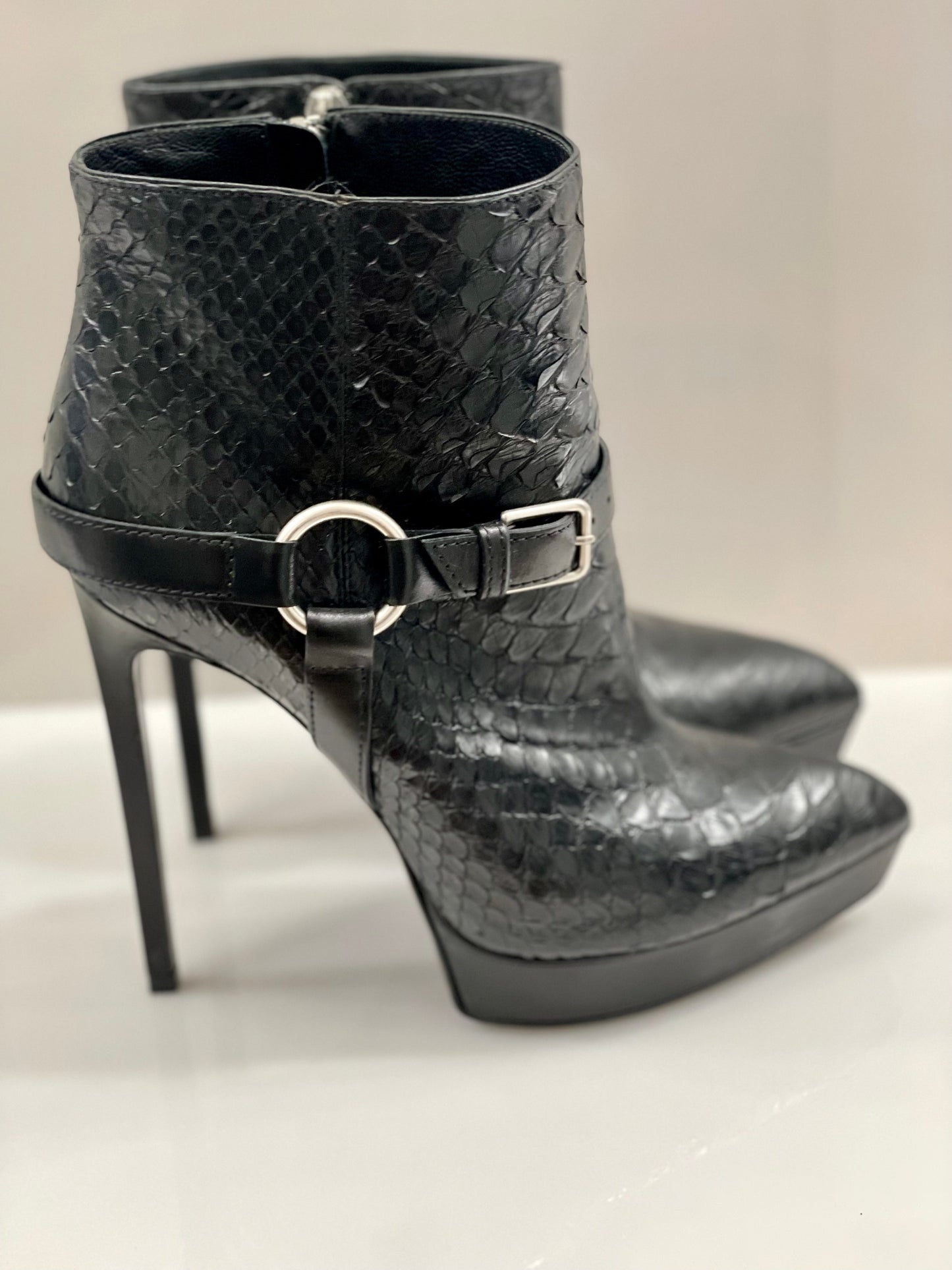 YSL JANIS PYTHON ANKLE BOOTS