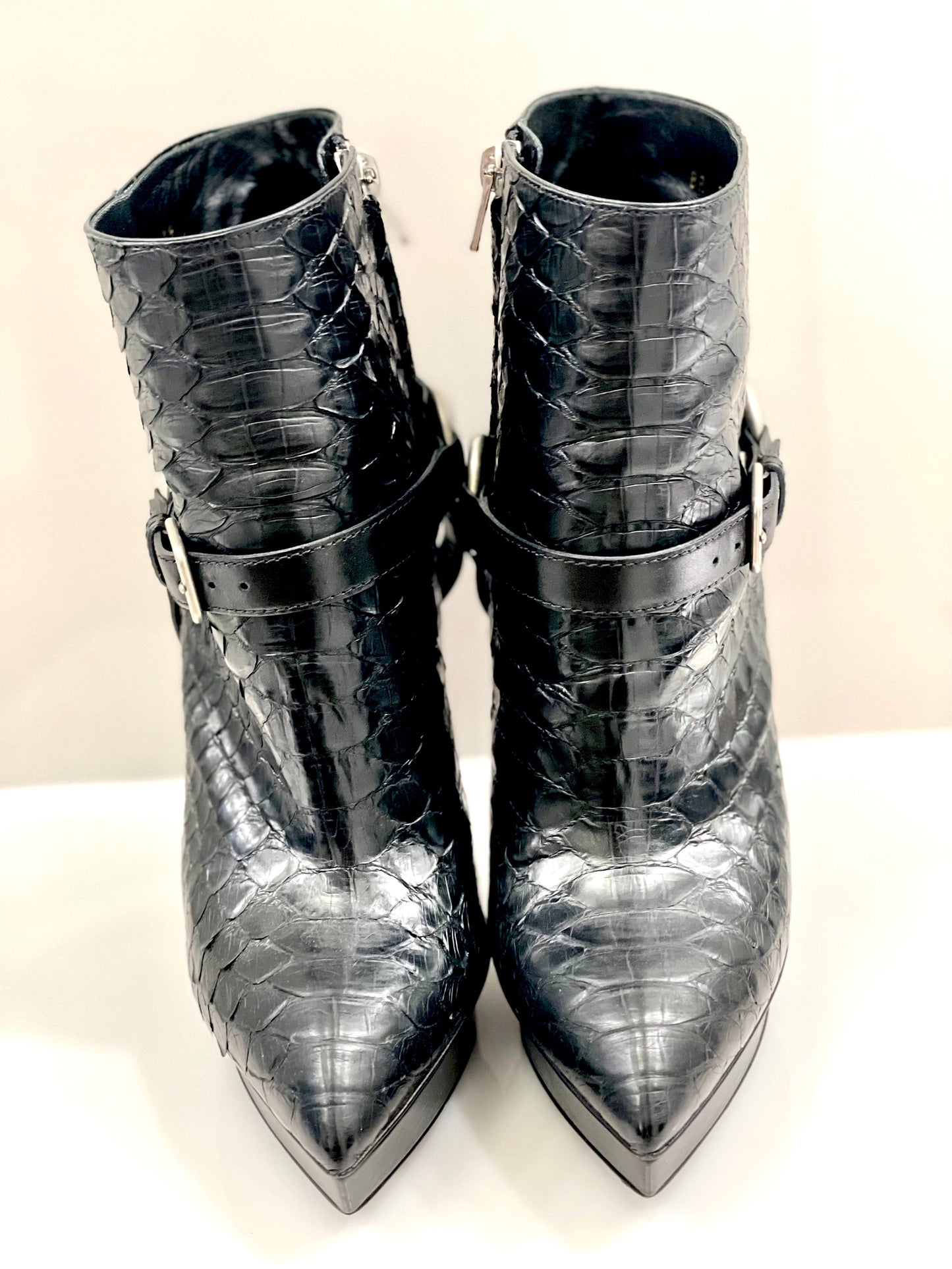 YSL JANIS PYTHON ANKLE BOOTS