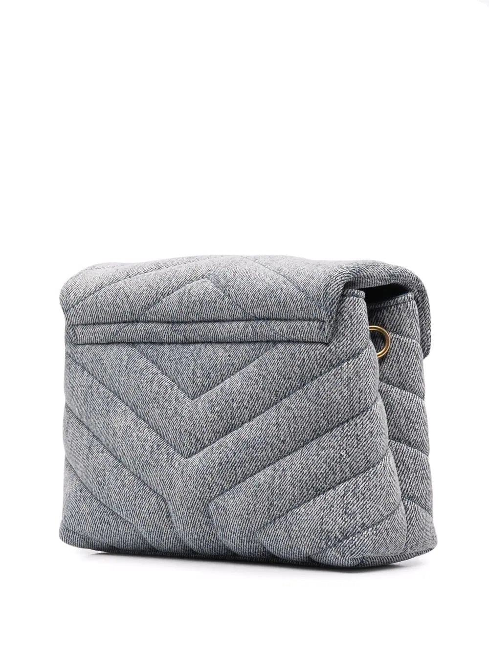 YVES SAINT LAURENT LOULOU TOY DENIM SHOULDER CROSSBODY BAG