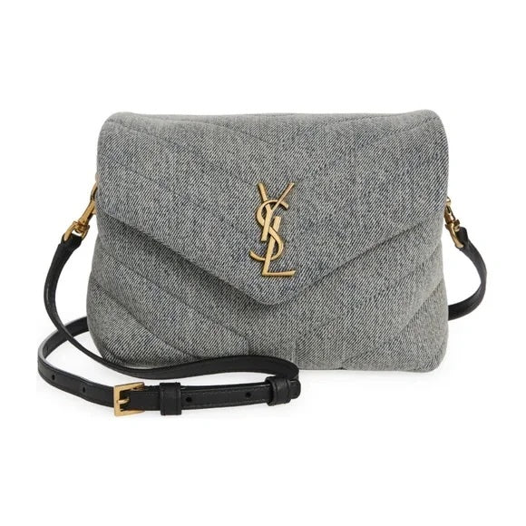YVES SAINT LAURENT LOULOU TOY DENIM SHOULDER CROSSBODY BAG
