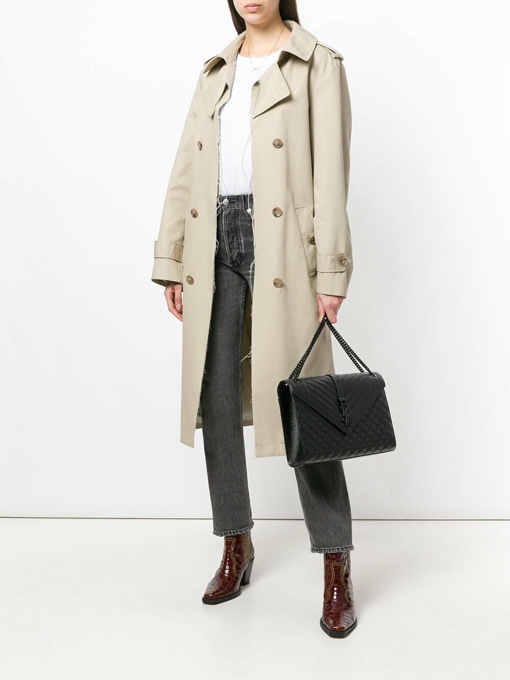 YSL GRAIN DE POUDRE MIXED MATELASSE LARGE TRIQUILT MONOGRAM BAG