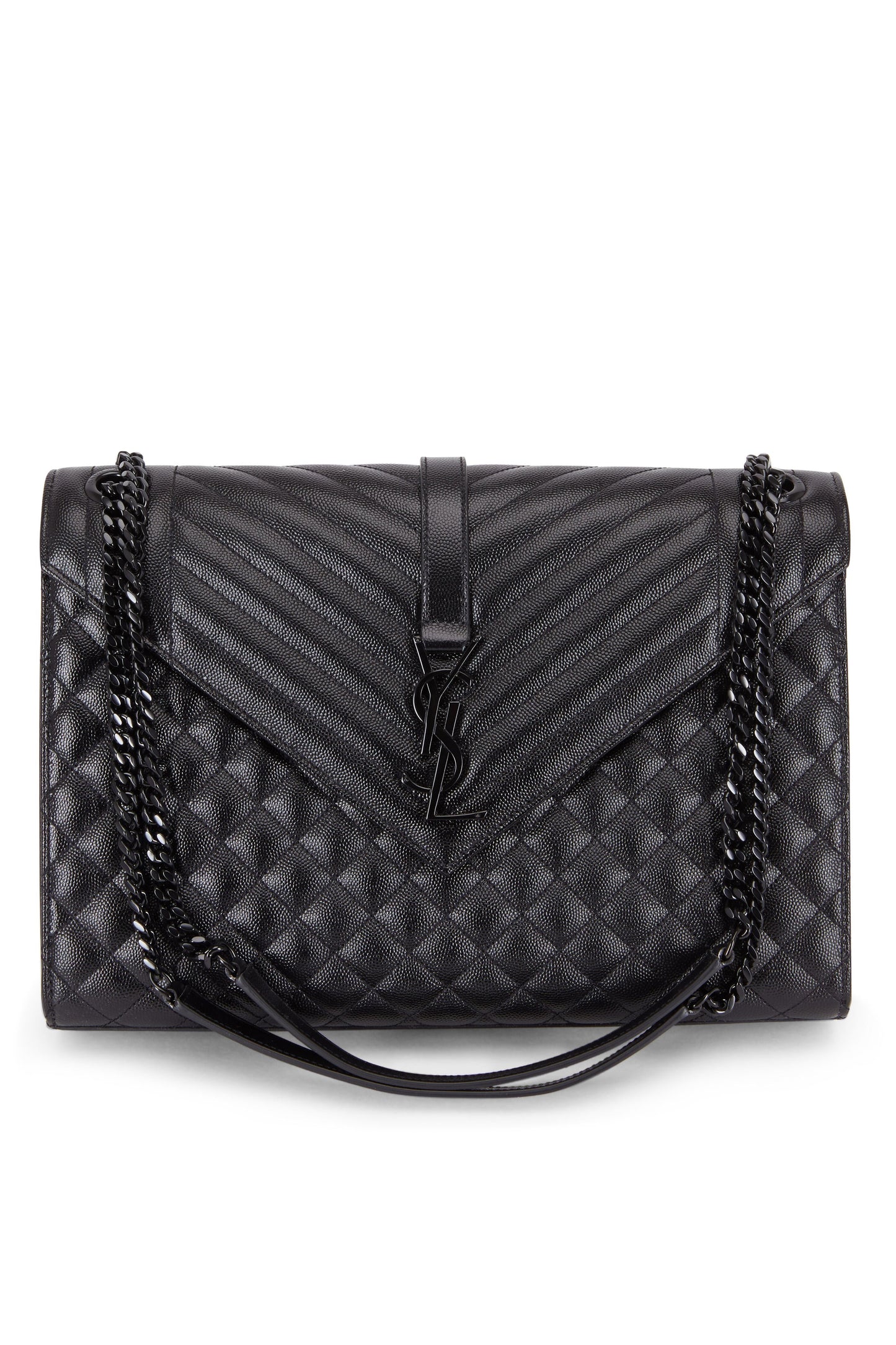 YSL GRAIN DE POUDRE MIXED MATELASSE LARGE TRIQUILT MONOGRAM BAG