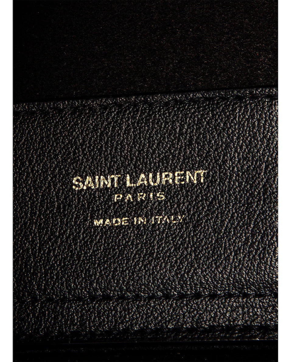 YVES SAINT LAURENT EAST WEST LEATHER SHOPPING TOTE BAG