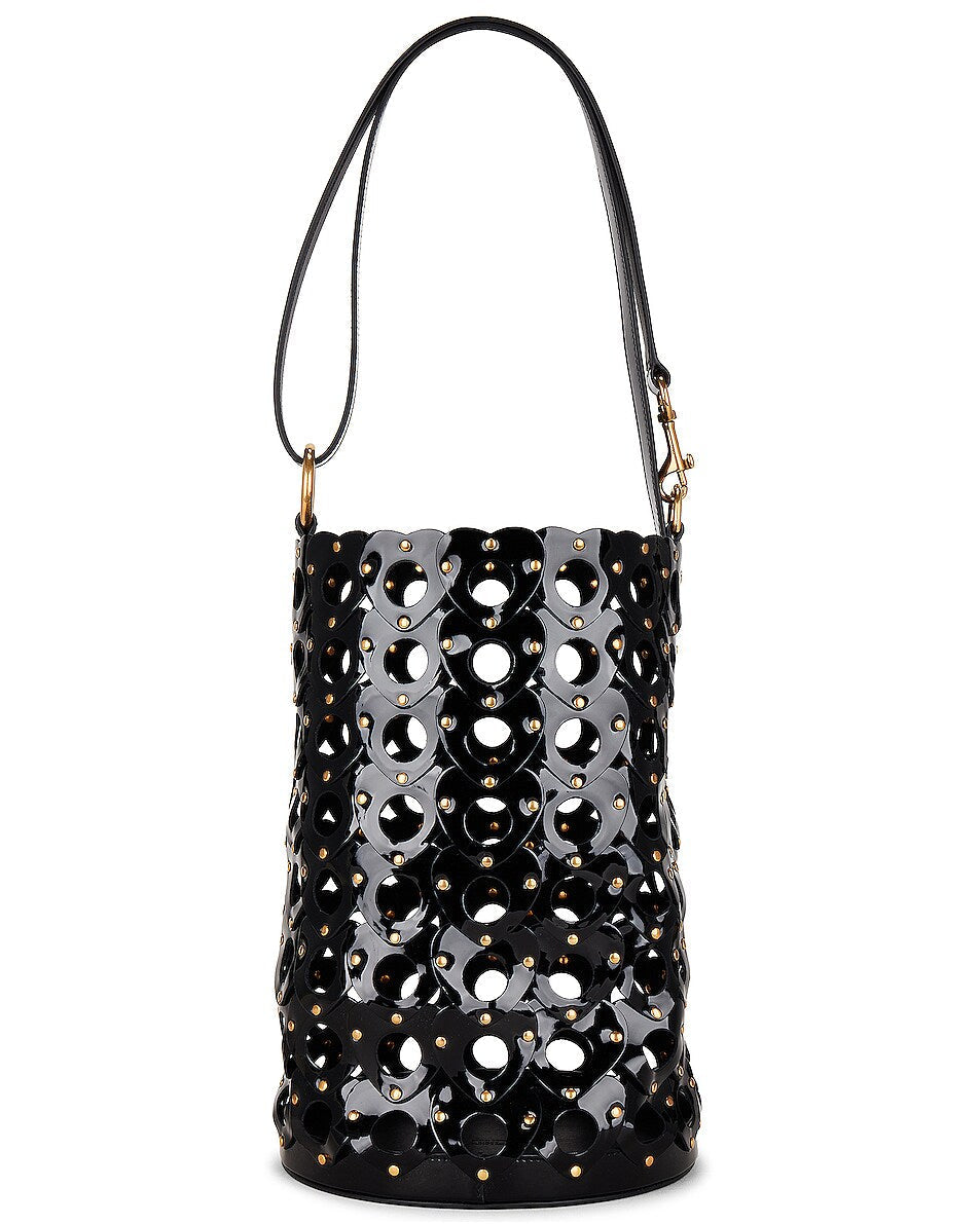 YSL SEAU GLOSSY PATENT LEATHER BUCKET BAG