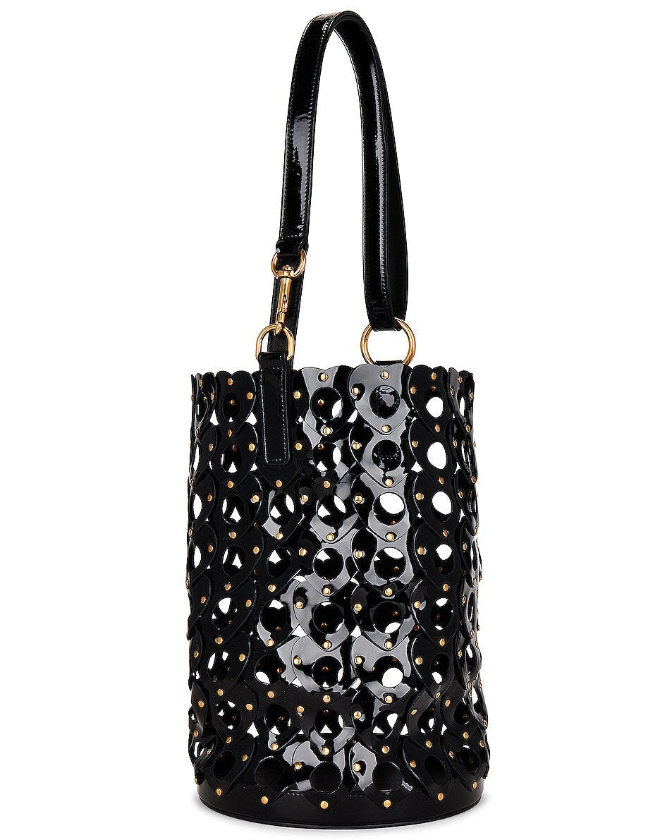 YSL SEAU GLOSSY PATENT LEATHER BUCKET BAG
