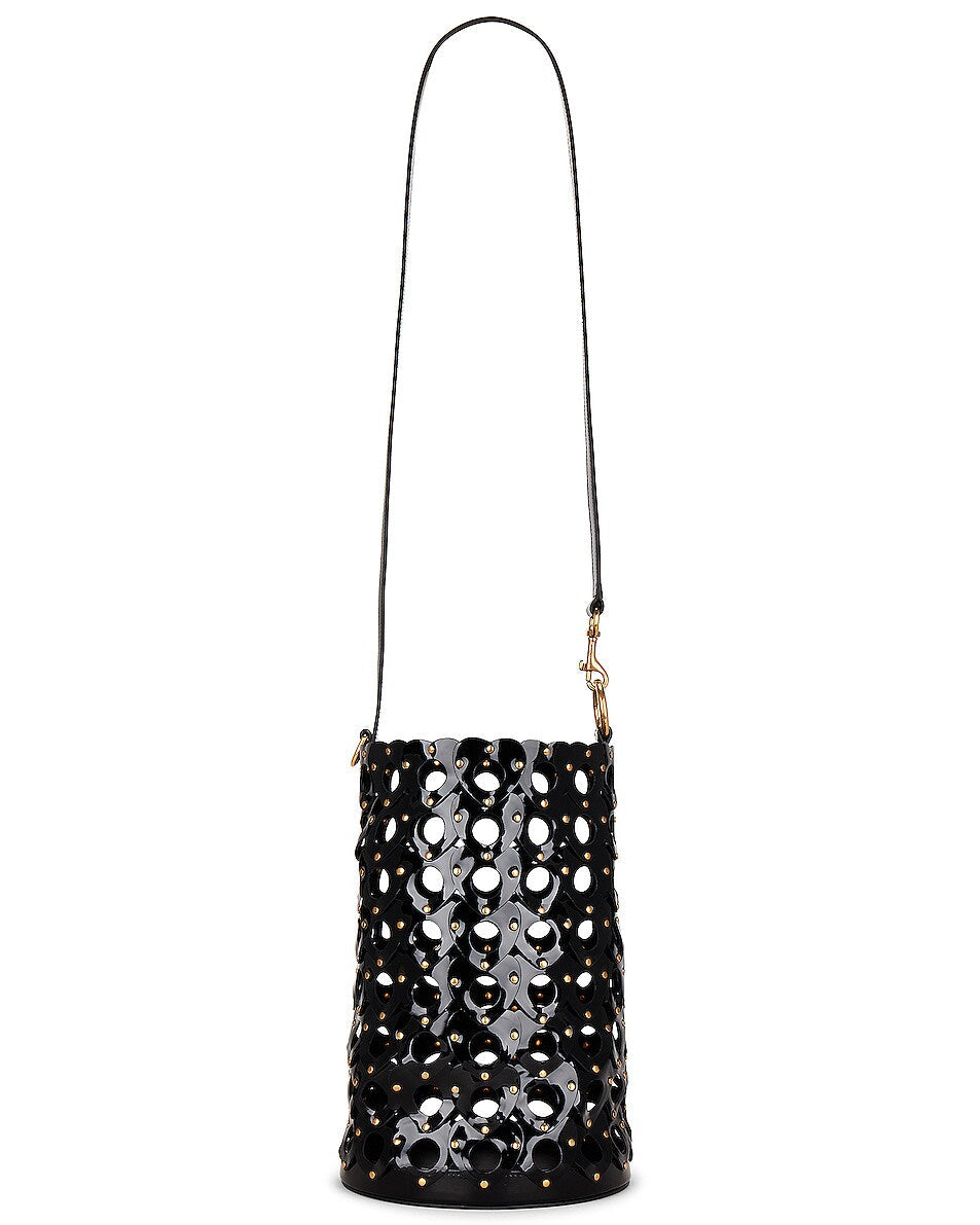 YSL SEAU GLOSSY PATENT LEATHER BUCKET BAG