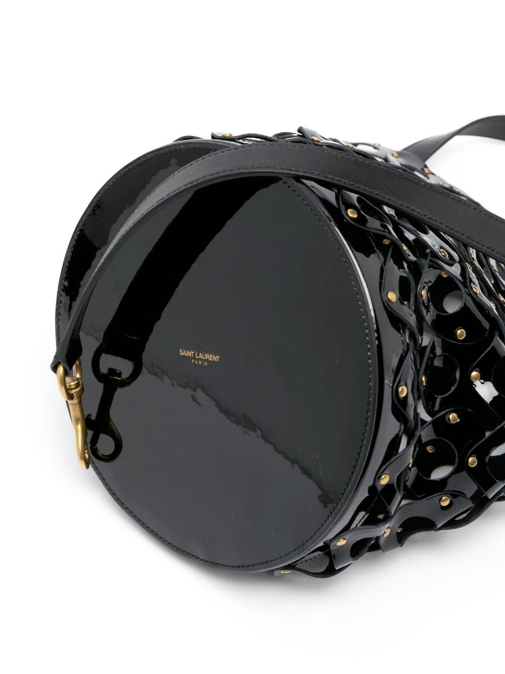 YSL SEAU GLOSSY PATENT LEATHER BUCKET BAG