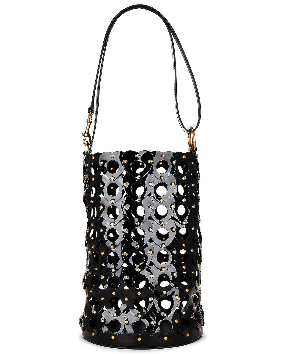 YSL SEAU GLOSSY PATENT LEATHER BUCKET BAG