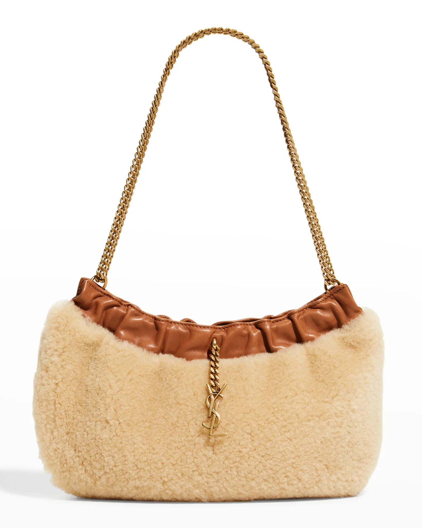 YSL SHEARLING PAC PAC HOBO BAG