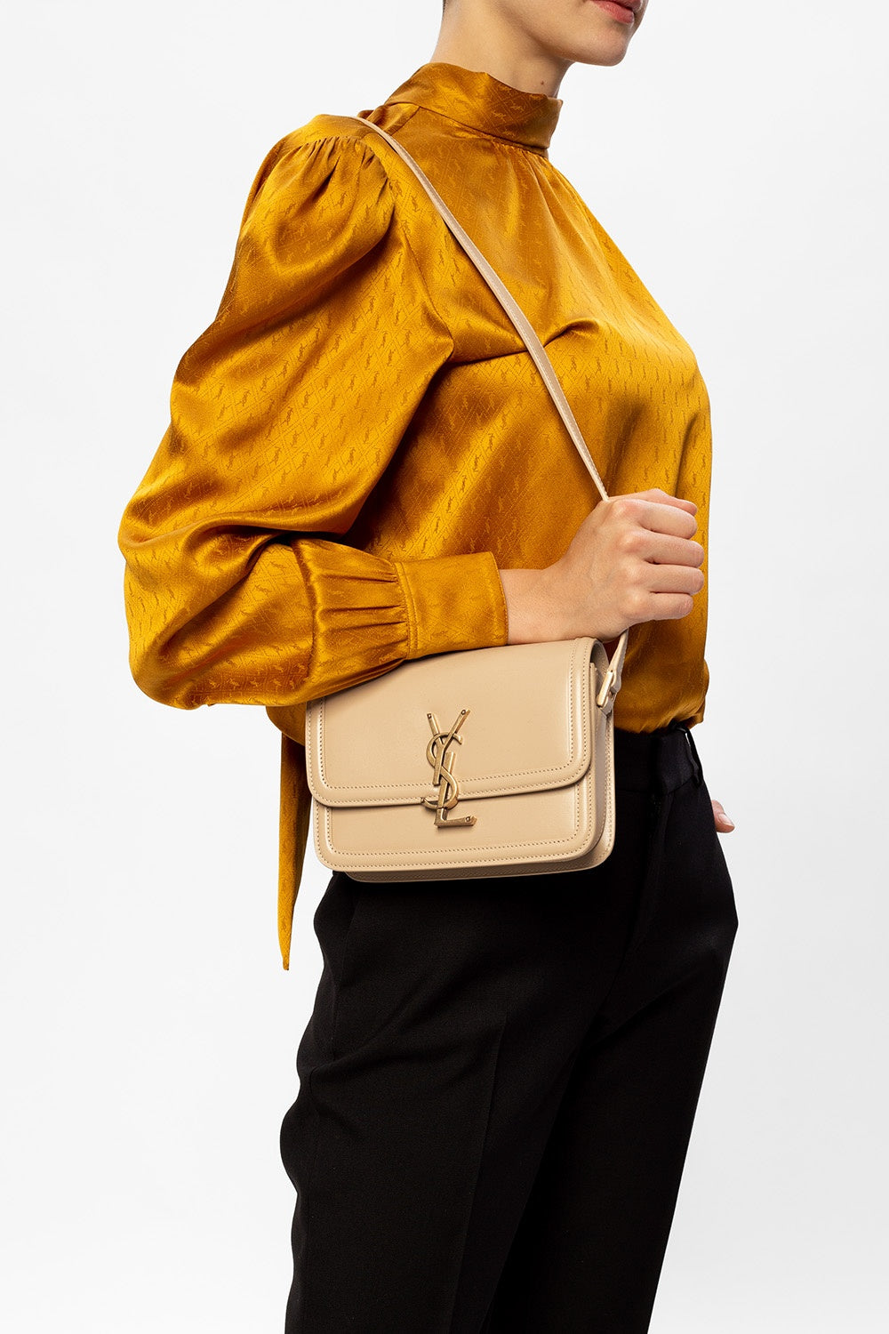 YSL SOLFERINO SMALL SATCHEL IN BOX SAINT LAURENT LEATHER