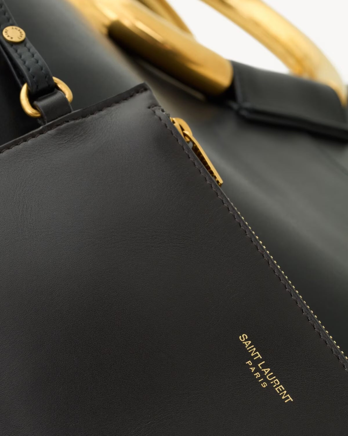 YSL SMOOTH CALFSKIN LEATHER MAXI TRAPEZOID TOTE BAG