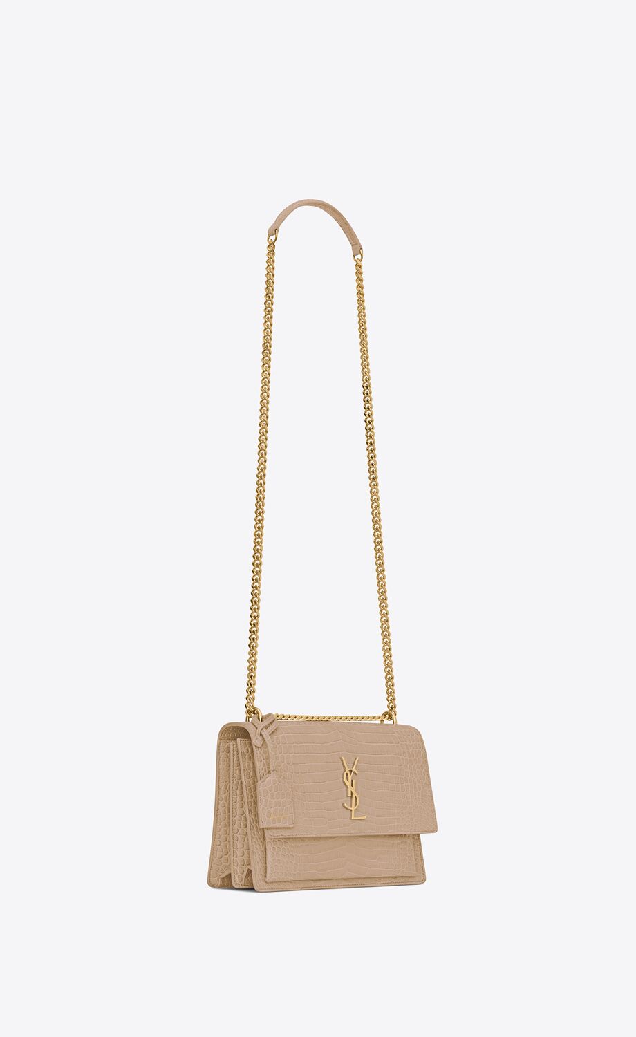 YSL MEDIUM SUNSET IN CROCODILE-EMBOSSED LEATHER