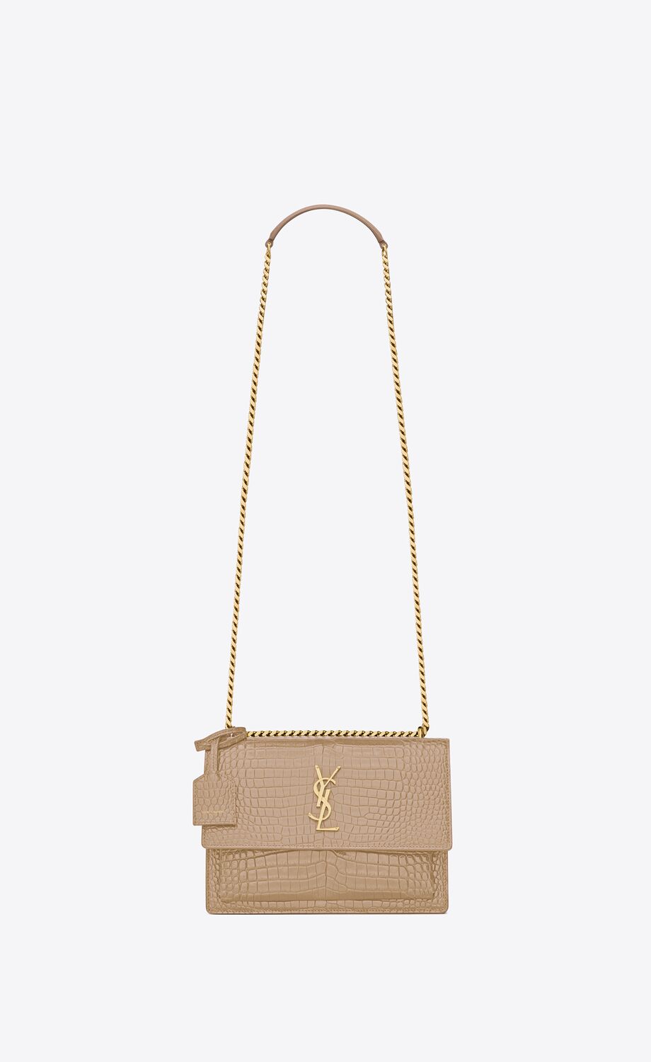 YSL MEDIUM SUNSET IN CROCODILE-EMBOSSED LEATHER