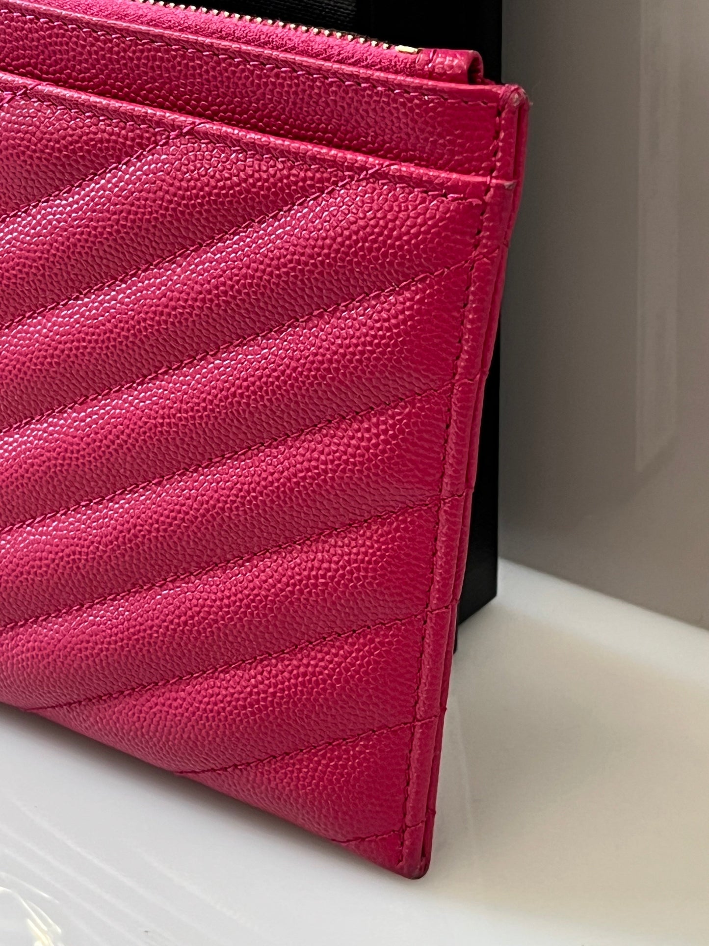 YSL GRAIN DE POUDRE CHEVRON MONOGRAM POUCH