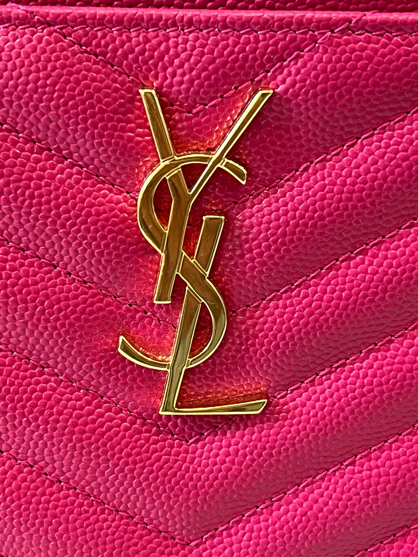 YSL GRAIN DE POUDRE CHEVRON MONOGRAM POUCH