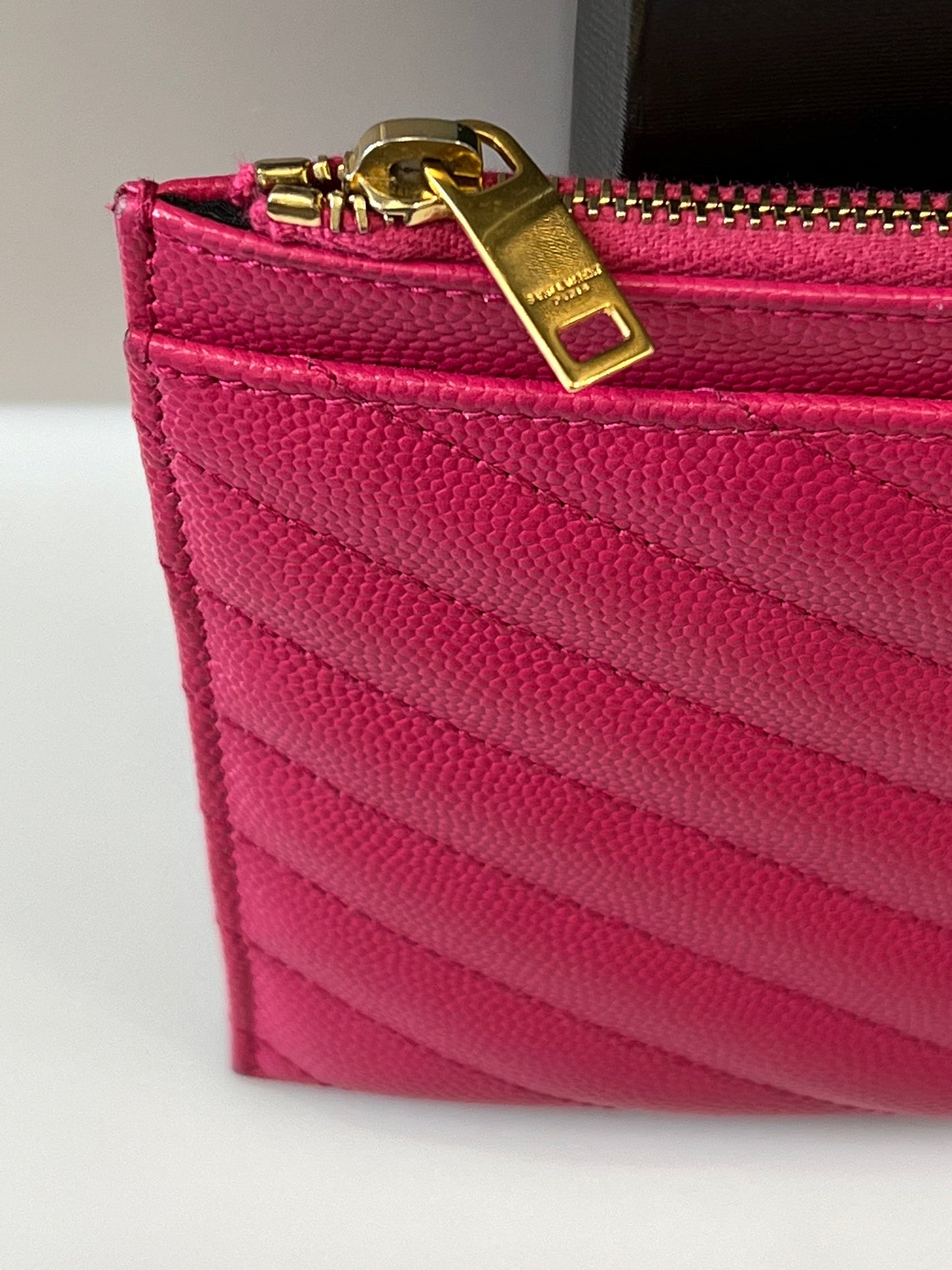 YSL GRAIN DE POUDRE CHEVRON MONOGRAM POUCH