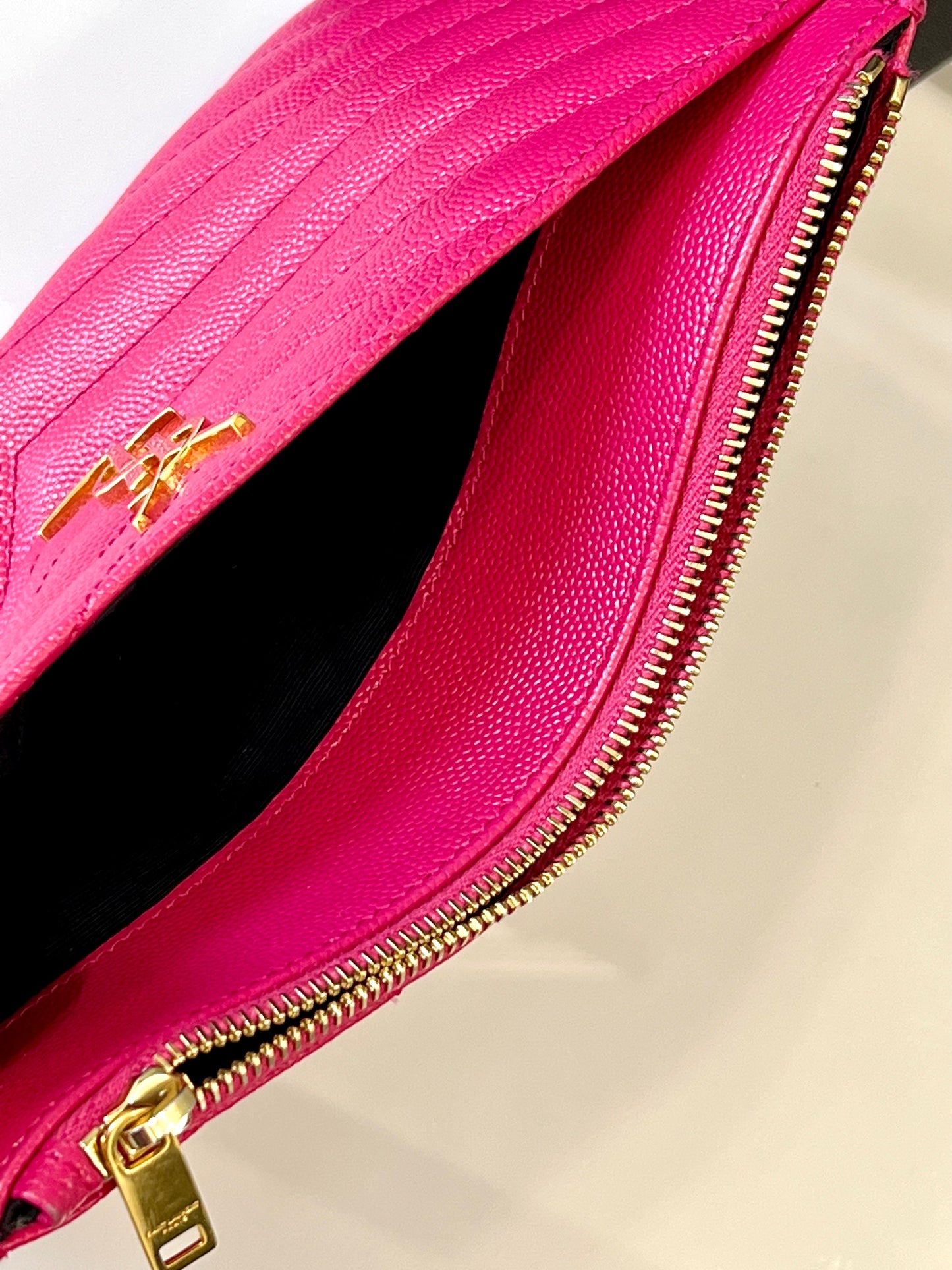 YSL GRAIN DE POUDRE CHEVRON MONOGRAM POUCH