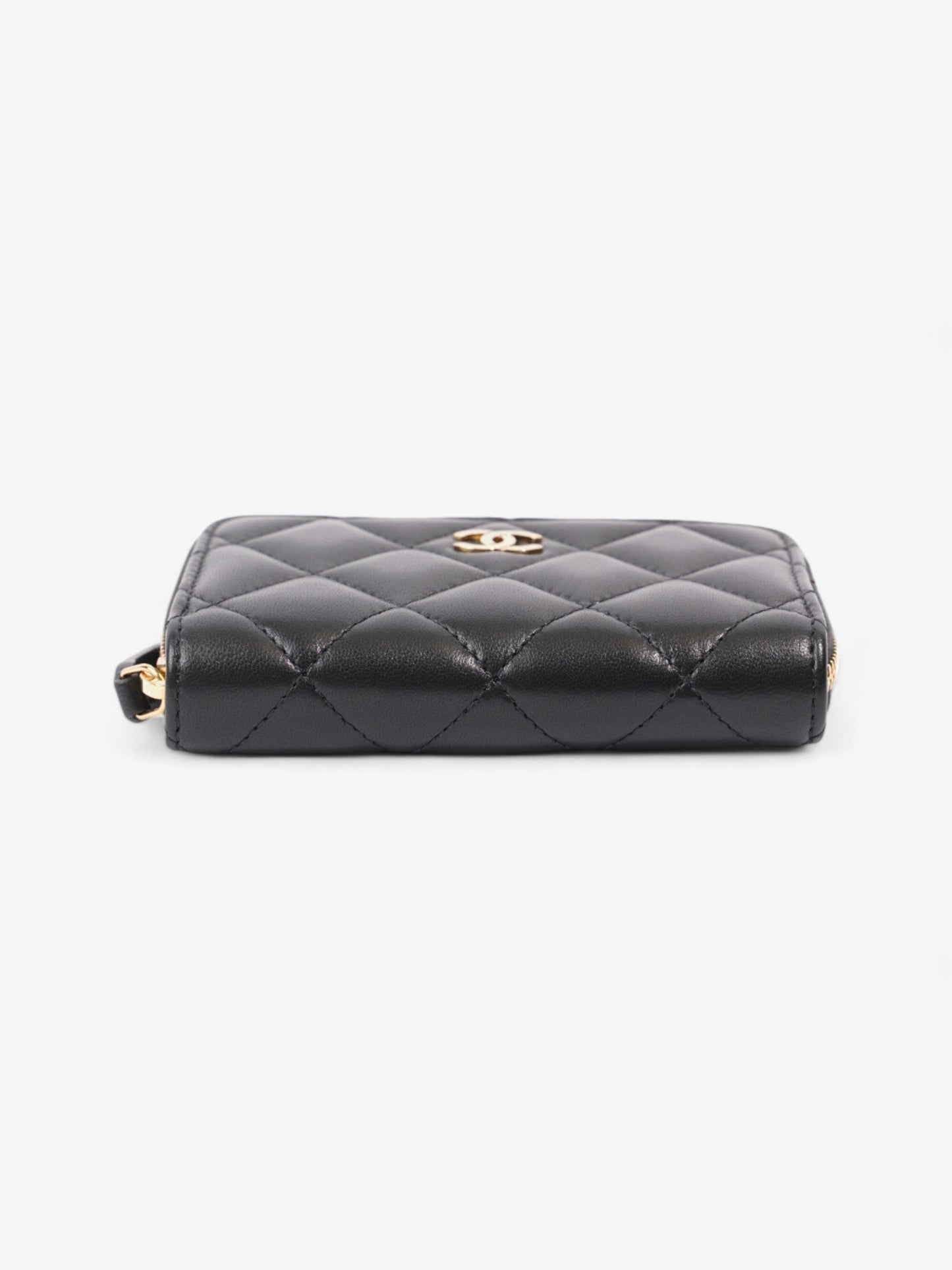 Chanel Zipped Coin Purse Black Lambskin Leather