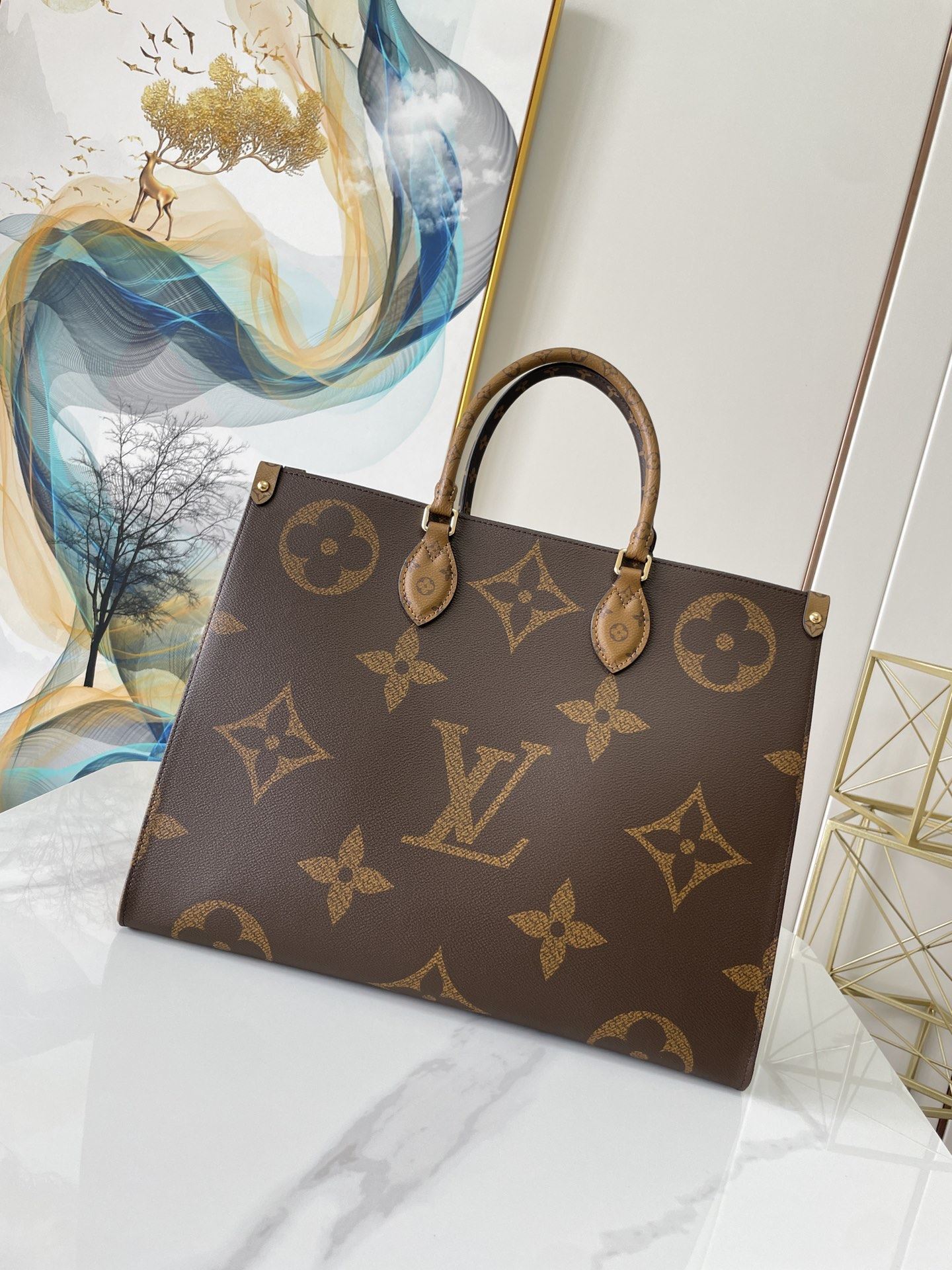 LV OnTheGo GM Tote Bag Monogram And Monogram Reverse Canvas For Women, WomenÃ¢â‚¬â„¢s Handbags 16.1in/41cm LV M44576