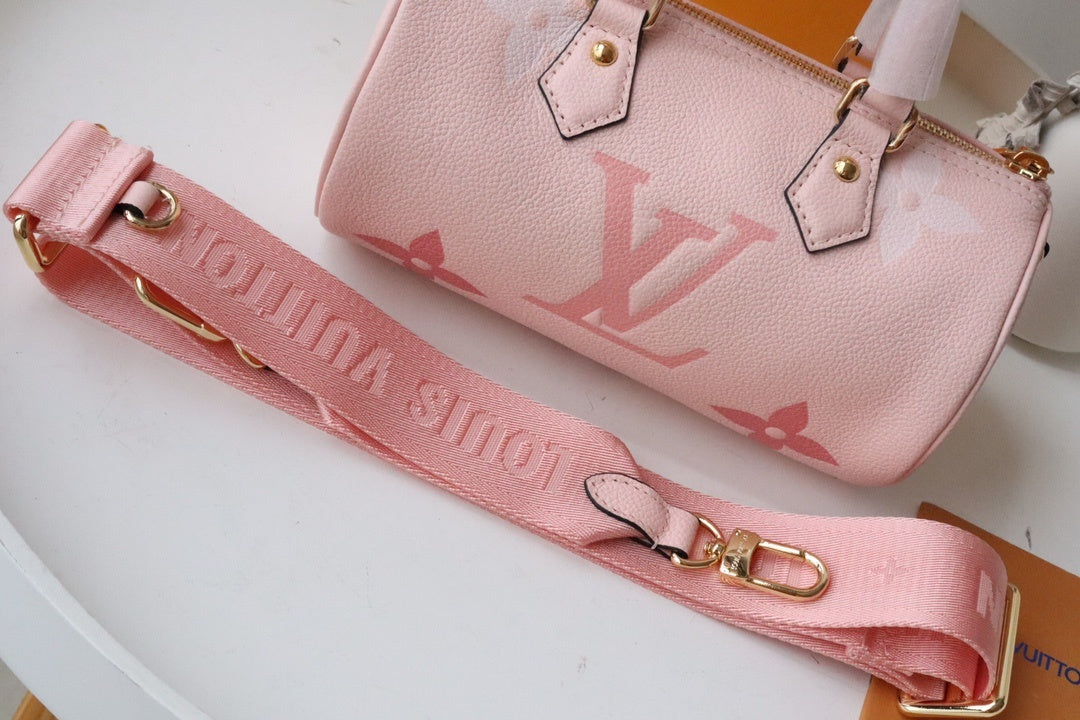 LV Papillon GLAMI Monogram Empreinte Bouton De Rose Pink For Women, WomenÃ¢â‚¬â„¢s Handbags, Shoulder And Crossbody Bags 7.9in/20cm LV M45707