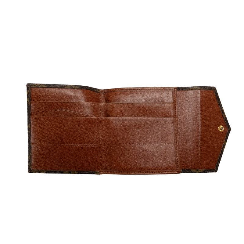 Louis Vuitton Monograms Portmoney Beer Cult Credi W Hawk Double Folded Wallet M61660 Brown PVC Leather Ladies Louis Vuitton