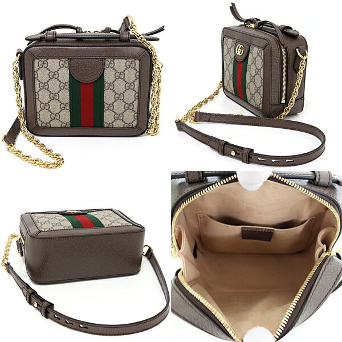 Gucci     Color Gg Supreme Leather Shoulder Bag (Pre-Owned)
