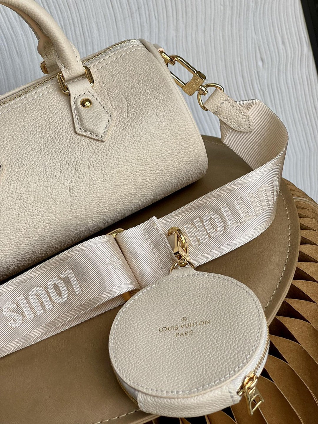 LV Papillon GLAMI Bag In Monogram Empreinte For Women 7.9in/20cm CrÃƒÂ¨me Beige M45994